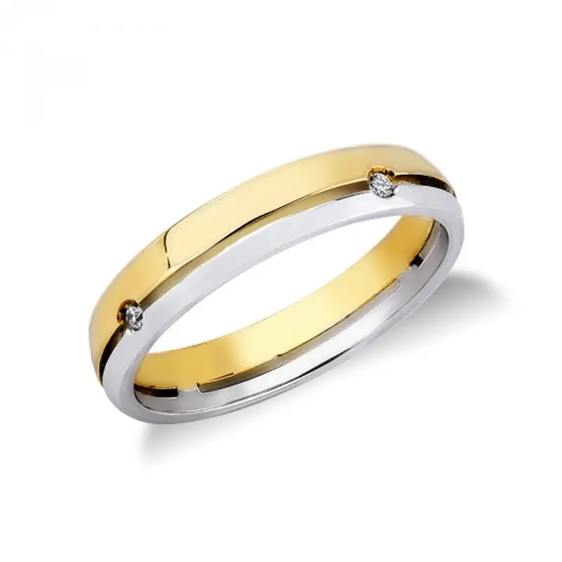 Fede Nuziale Oro Giallo e Bianco con Diamanti FAD090GB