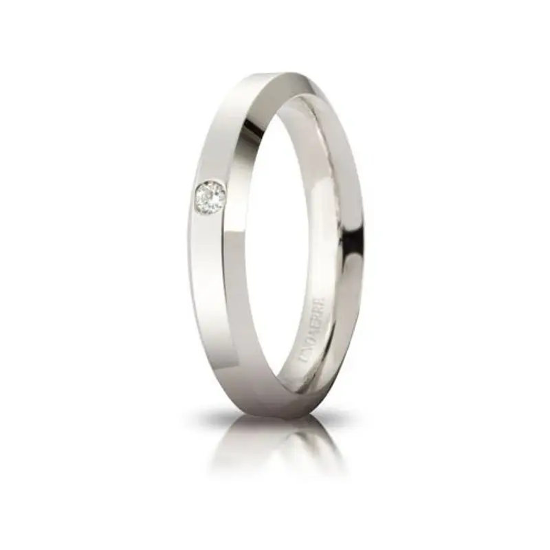 Fede Nuziale Unoaerre Hydra con diamante Oro Bianco Brillanti Promesse
