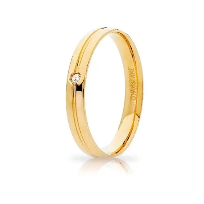 Fede Nuziale Unoaerre Lyra Oro giallo con diamante Brillanti Promesse