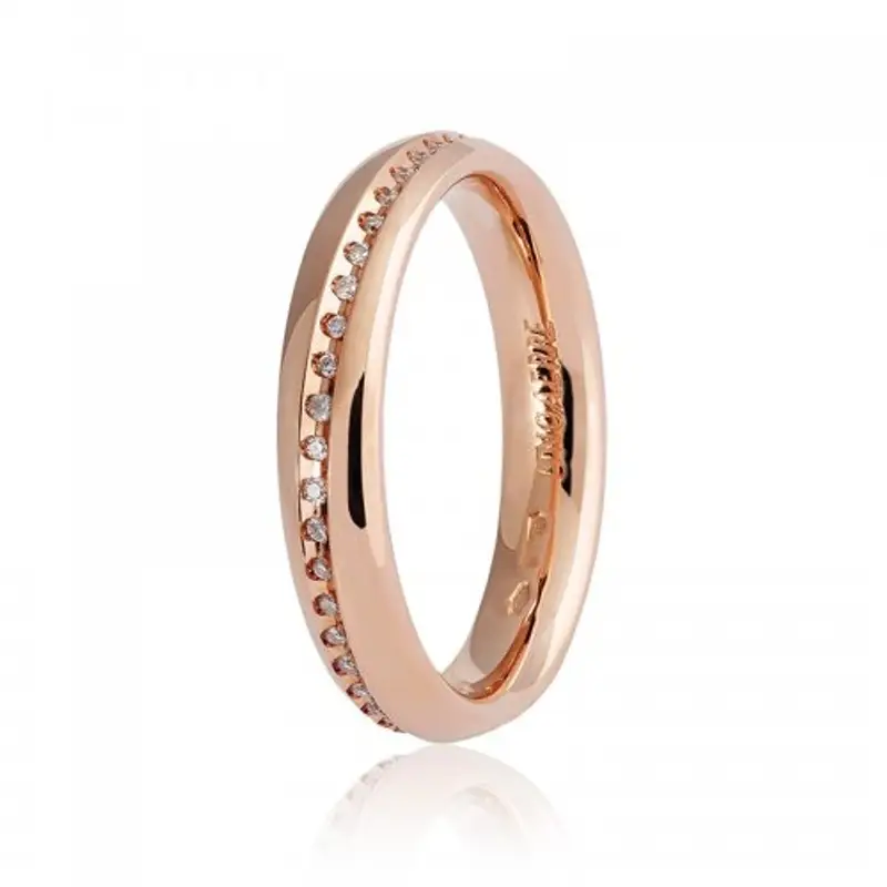 Fede Nuziale Unoaerre modello Infinito oro rosa con diamanti Collezione 9.0