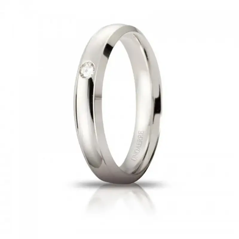 Fede Nuziale Unoaerre Orion Oro bianco con diamante Brillanti Promesse