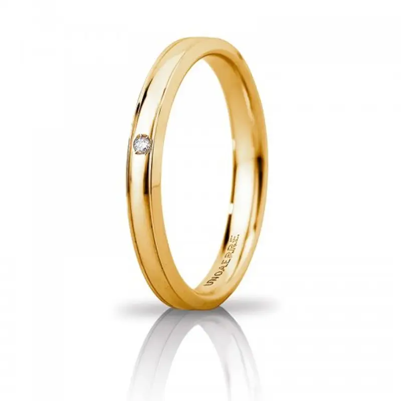 Fede Nuziale Unoaerre Orion slim con diamante Oro giallo Brillanti Promesse