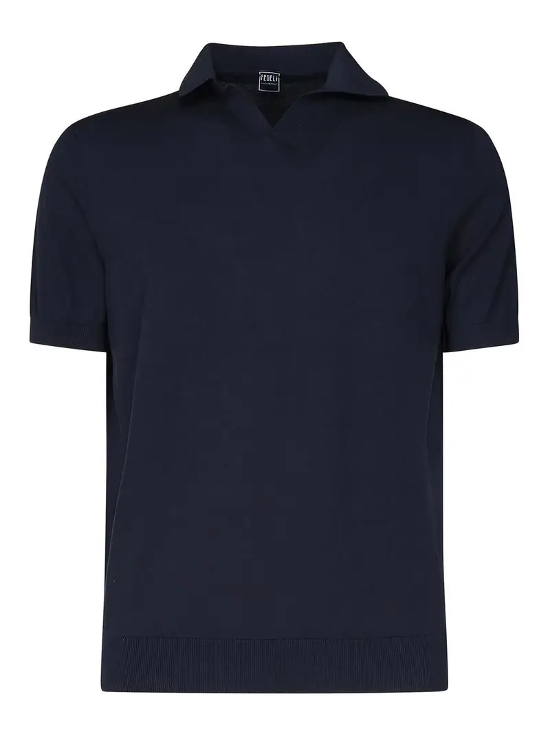 Polo a collo aperto Blu