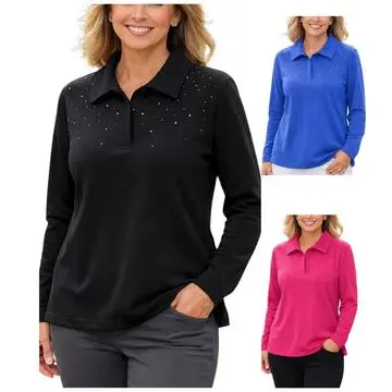 POLO DONNA MANICA LUNGA CON STRASS FEDERICA 2737