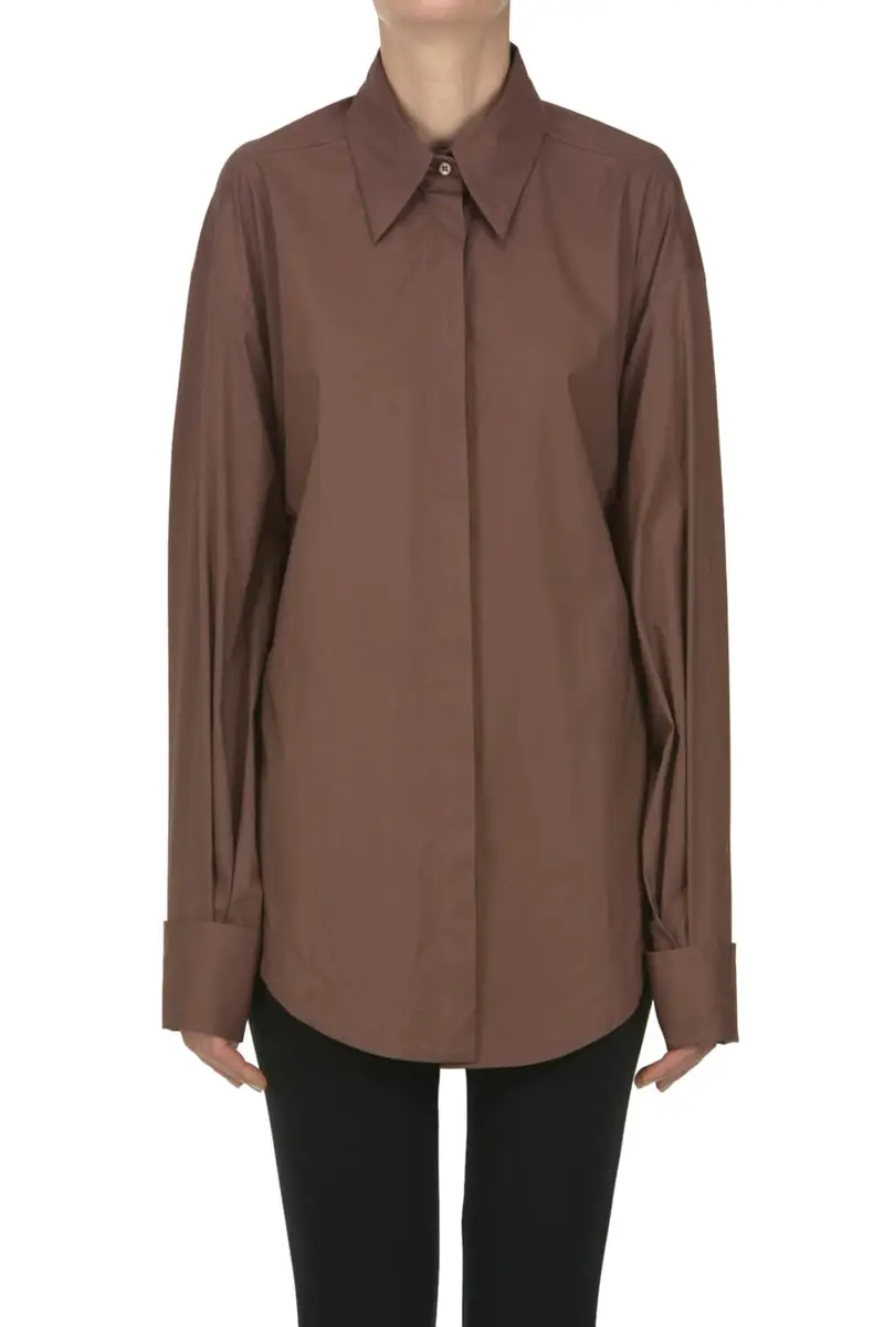 Camicia in cotone oversize Marrone