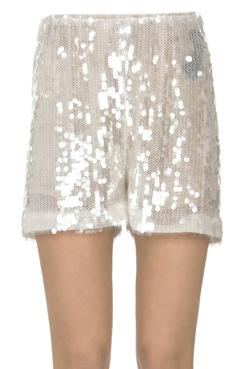 Shorts con paillettes Avorio