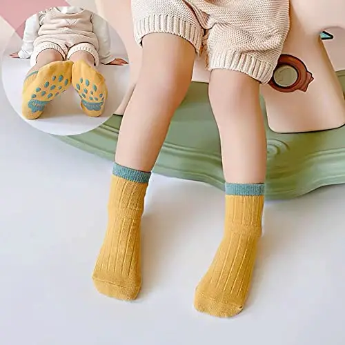 FedMois 5 paia calzini antiscivolo in cotone bimbi bambini, cielo, 0 miniatura 2