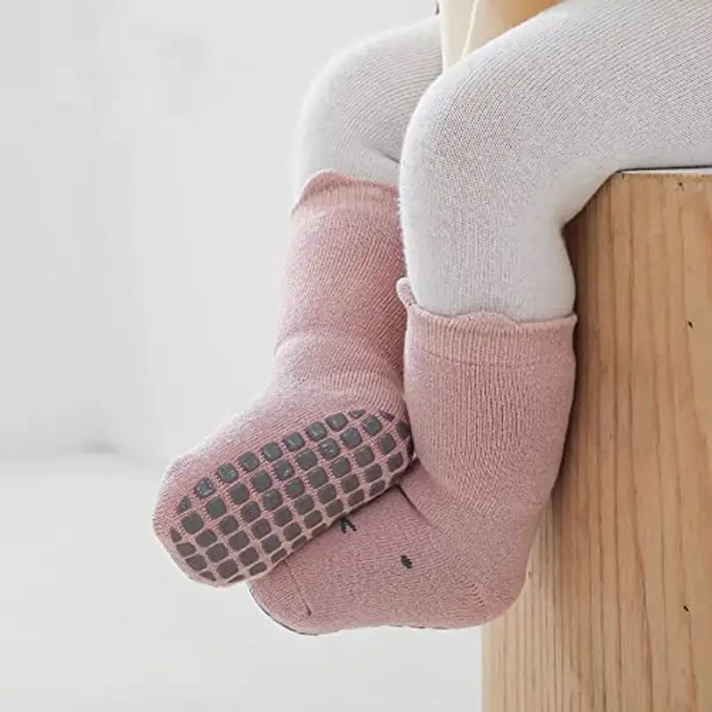 FedMois 5 paia calzini antiscivolo invernali termici in cotone bimbi bambini, animali, 0 miniatura 2