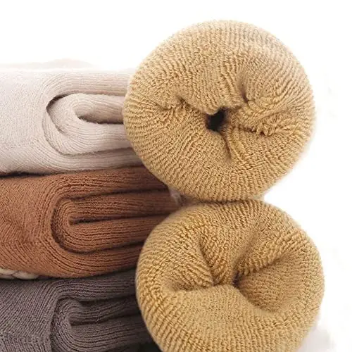 FedMois 5 paia calzini antiscivolo invernali termici in cotone bimbi bambini, volpe, 0 miniatura 3