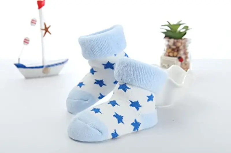 FedMois 5 Paia Calzini Cotone Invernali Termici Neonati Bambini, Cielo blu, 12-24 mesi miniatura 2