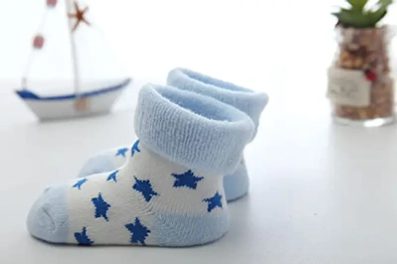 FedMois 5 Paia Calzini Cotone Invernali Termici Neonati Bambini, Cielo blu, 12-24 mesi miniatura 3