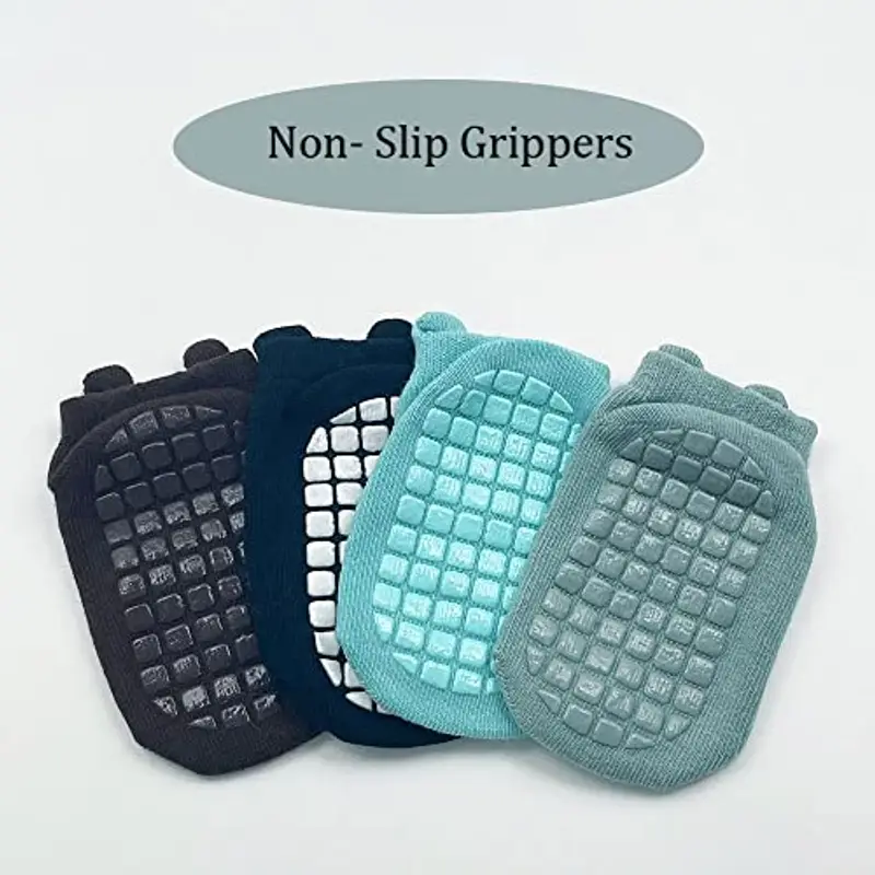 FedMois 6 paia calzini antiscivolo in cotone bimbi bambini motivi animali, pinguino, 0-1 anno miniatura 3