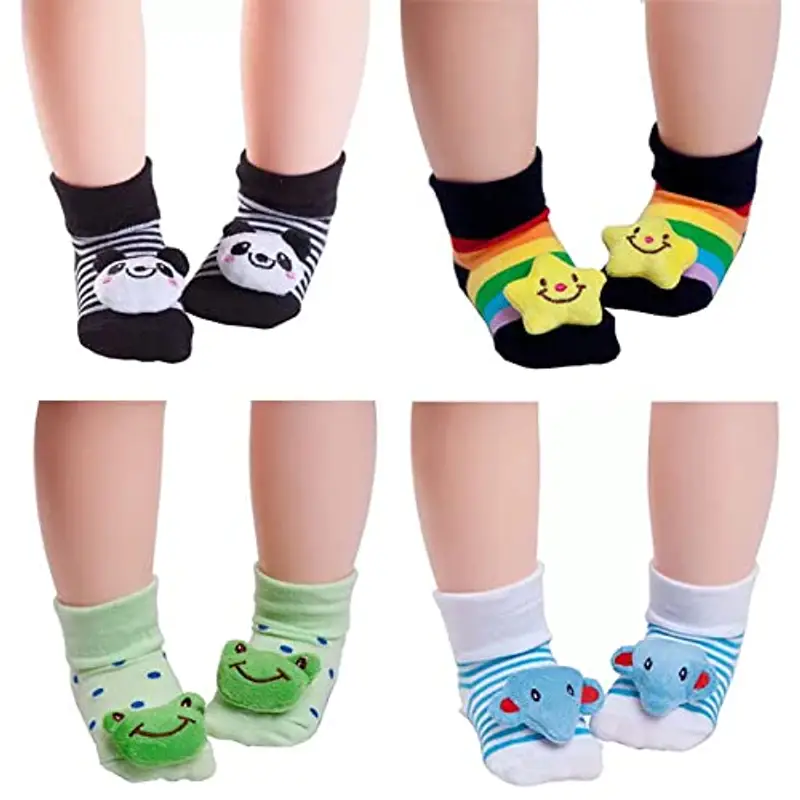 FedMois 6 Paia Calzini Antiscivolo in Cotone Bimbi Neonati 3D Animali, Bimbo, 0 miniatura 2