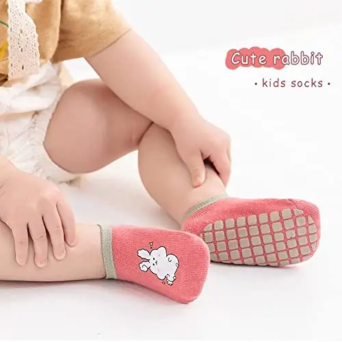 FedMois 6 Paia Calzini Antiscivolo in Cotone Invisibili Bimbi Bambini, Fiori, 1 miniatura 3