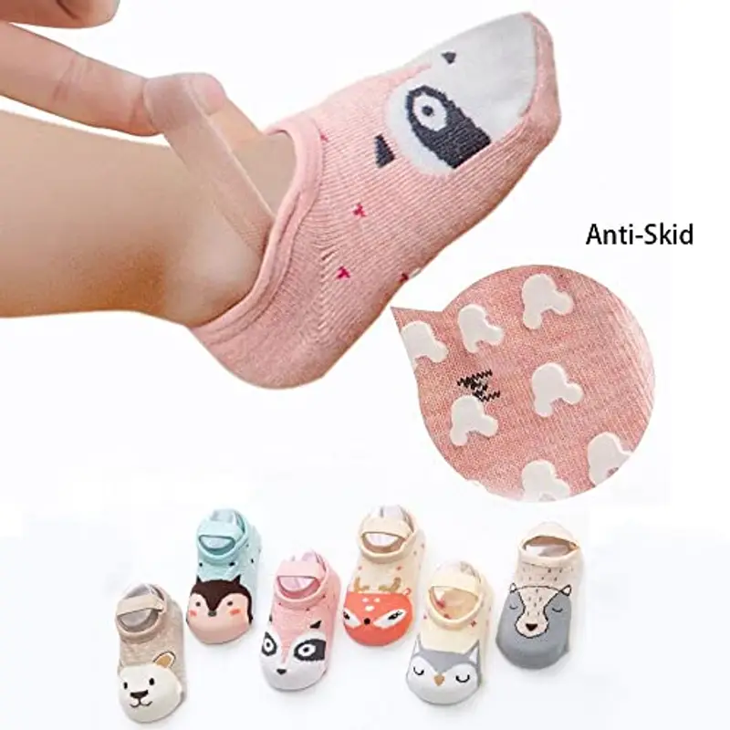 FedMois 6 Paia Calzini Antiscivolo in Cotone Invisibili Neonati Bambini, Panda, 1 miniatura 2