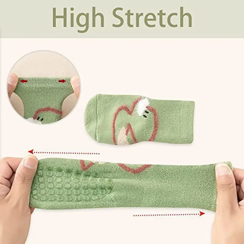 FedMois 6 paia calzini antiscivolo invernali termici in cotone bimbi bambini, Anatra, 0 miniatura 3