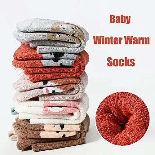 FedMois 6 paia calzini antiscivolo invernali termici in cotone bimbi bambini, Animali, 0 miniatura 2