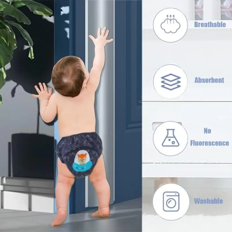 FedMois Confezione da 6 Mutandine di Apprendimento Bimbi Bambini Cotone assorbente impermeabile, coccodrilli, 1-2 anni miniatura 3
