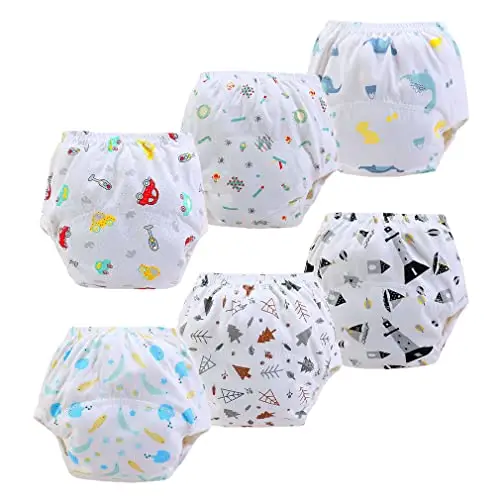 FedMois Confezione da 6 Mutandine di Apprendimento Bimbi Bambini Cotone assorbente impermeabile, dinosauri, 1