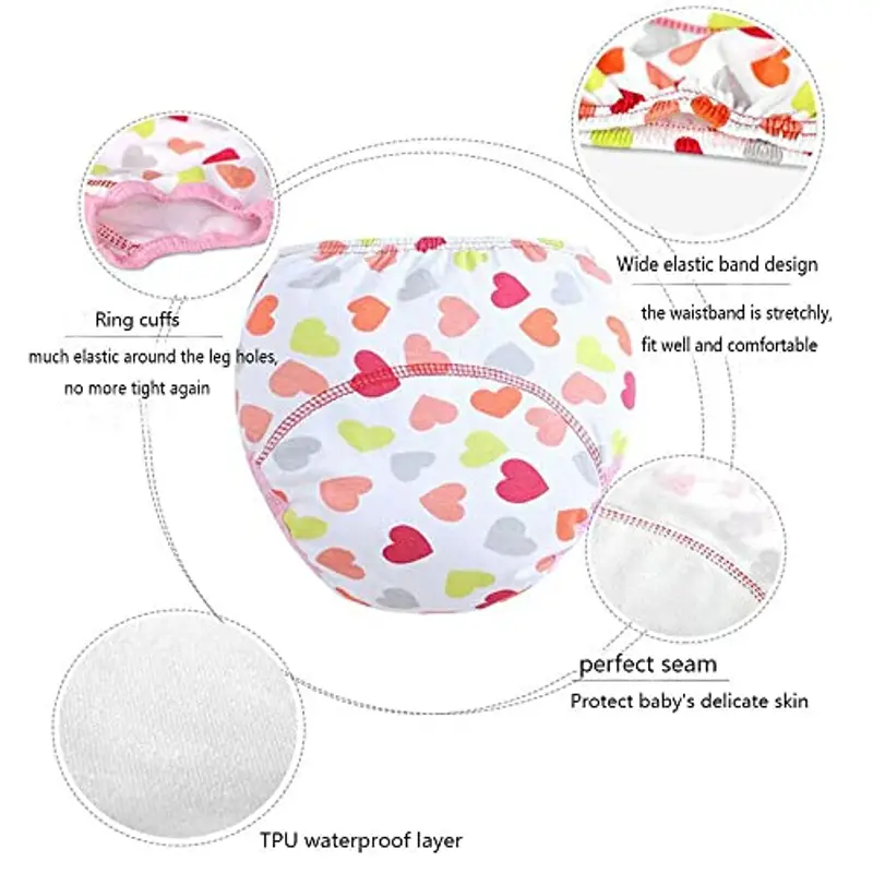 FedMois Confezione da 6 Mutandine di Apprendimento Bimbi Bambini Cotone Assorbente Impermeabile, Fiori, 1-2 Anni miniatura 3