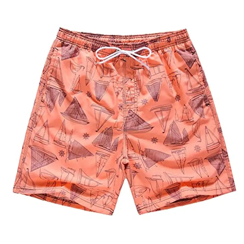 FedMois Pantaloncini da Spiaggia Bambino Ragazzo Costume da Bagno Asciugatura Rapida, Rosso, 5-6 Anni