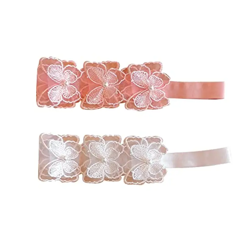 Feifei, fascia per capelli con fiocco in pizzo per neonate, 2 pezzi, con fiocco elastico e nodo