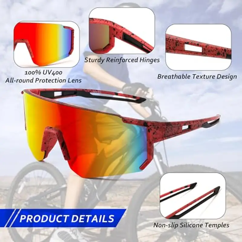 FEISEDY Occhiali da Ciclismo per Bambini, Protezione UV400, da Baseball, per Baseball, Tennis, Attività All'Aperto miniatura 2