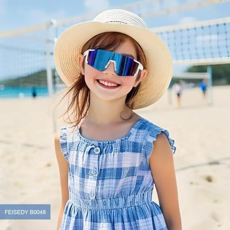 FEISEDY Occhiali da Ciclismo per Bambini, Protezione UV400, da Baseball, per Baseball, Tennis, Attività All'Aperto, Ragazzi e Ragazze, 8-16 Anni B0048 miniatura 3