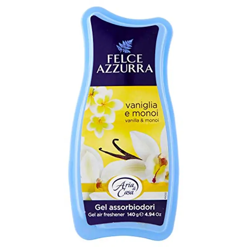Felce Azzurra - Gel Assorbiodori Vaniglia e Monoi, Profumatore per Ambienti Piccoli, Armadio e Cassetti Assorbi Odori, Deodorante Ambiente dal Profumo Duraturo, Profumatore Ambiente, Profumatori 140gr