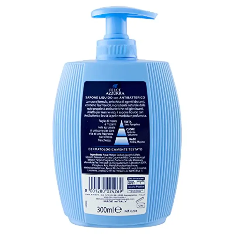Felce Azzurra - Sapone Liquido Mani Antibatterico Profumato, Igienizza e Idrata, Sapone Mani per Igiene Quotidiana con Tea Tree, Lime e Menta, Delicato sulla Pelle e Dermatologicamente Testato, 300 ml miniatura 3