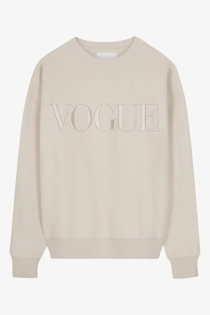 Felpa beige VOGUE Whites con logo ricamato