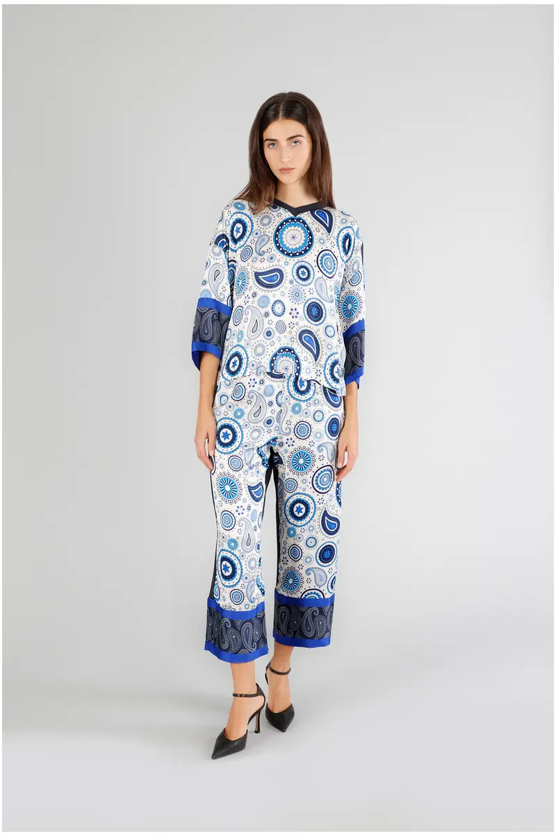 felpa bimateriale con davanti stampato bandana multiblu s