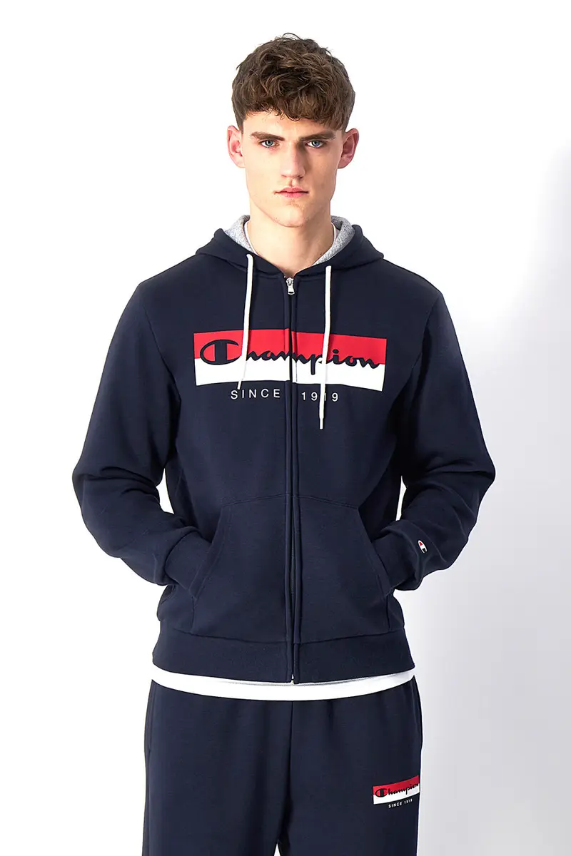 Felpa Blu Con Cerniera CHAMPION HOODED FULL ZIP miniatura 2