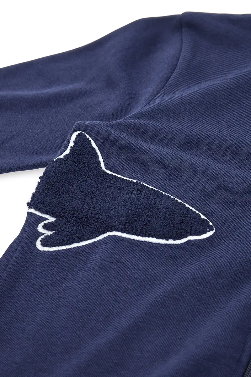 Felpa Blu Con Squalo Ricamato Pitt Kids PT-B-F-05016 miniatura 3