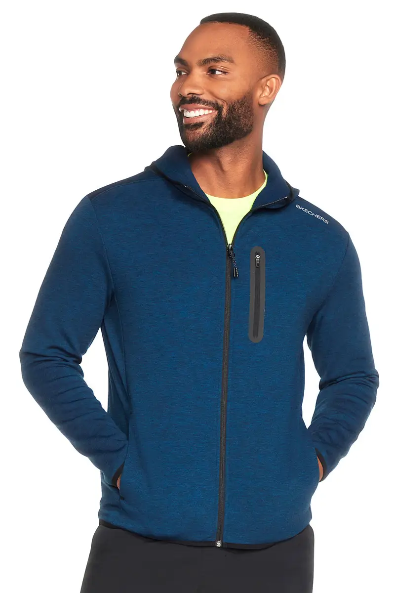 Felpa blu senza cappuccio e cerniera centrale SKECHERS Skech Cloud Thermal Full Zip Hoodie