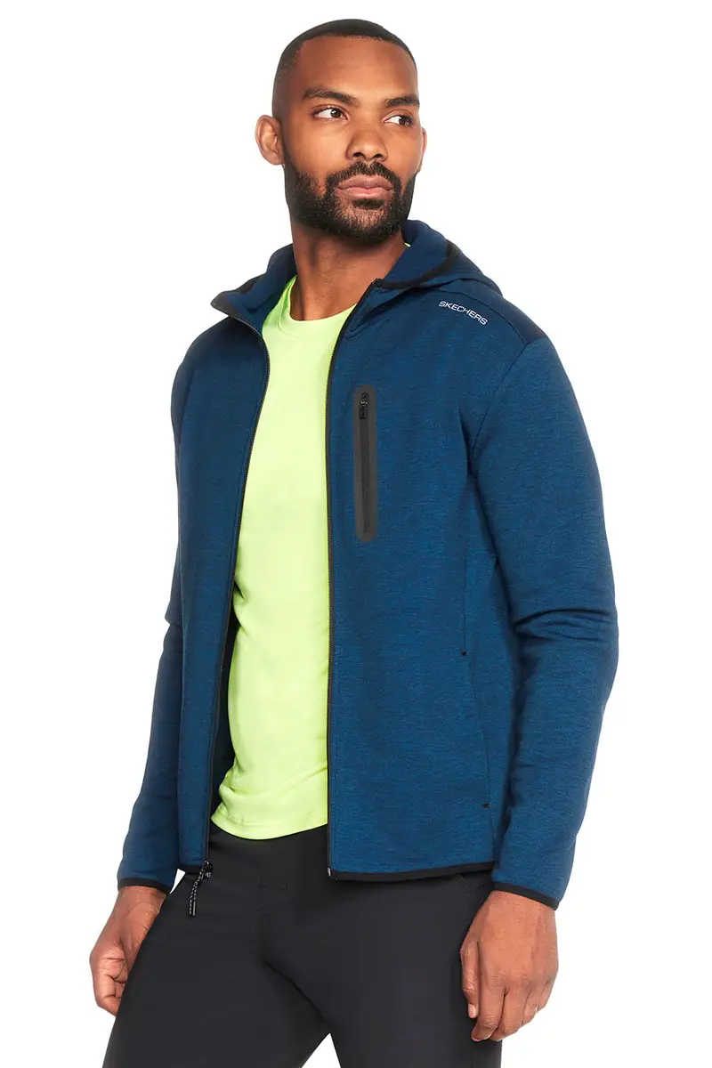 Felpa blu senza cappuccio e cerniera centrale SKECHERS Skech Cloud Thermal Full Zip Hoodie miniatura 2
