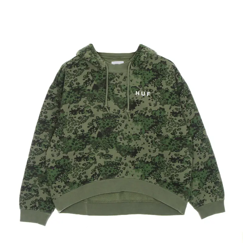 Felpa Cappuccio Donna Contra Mockneck Po Hoodie Green Camo