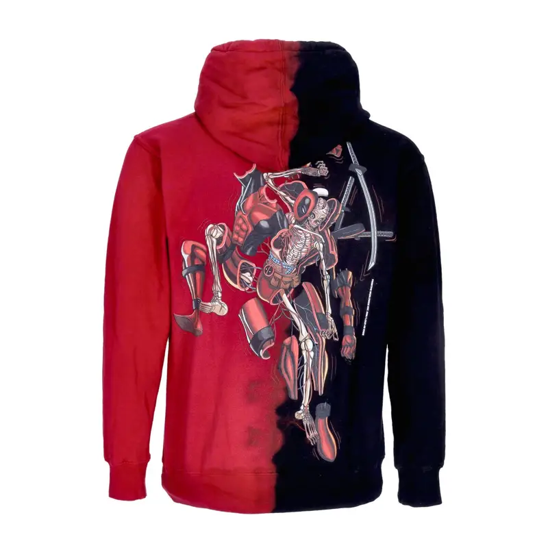 Felpa Cappuccio Uomo Deadpool Split Dye Hoodie X Marvel X Nychos Red