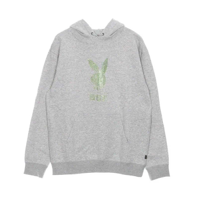 Felpa Cappuccio Uomo Rhinestone Po Hoodie X Playboy Grey Heather