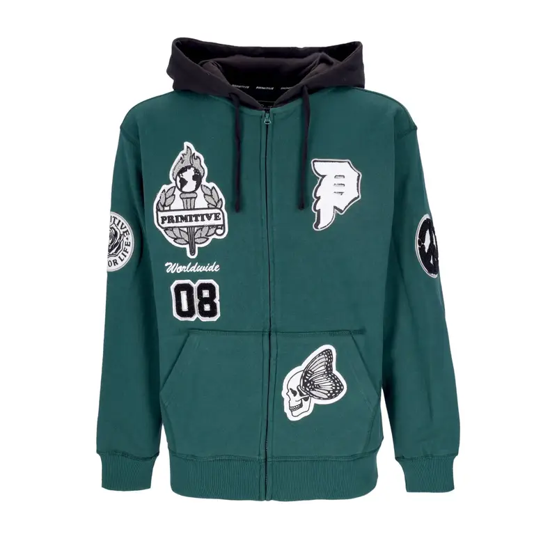 Felpa Cappuccio Zip Uomo Alumni Zip Up Hoodie Green