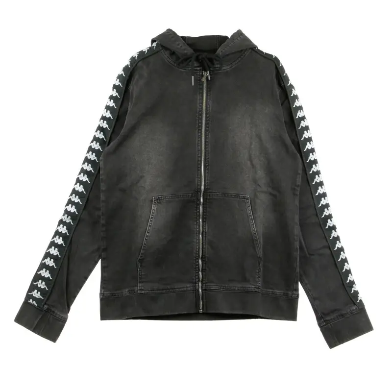 Felpa Cappuccio Zip Uomo Banda Bredei Dark Grey/black