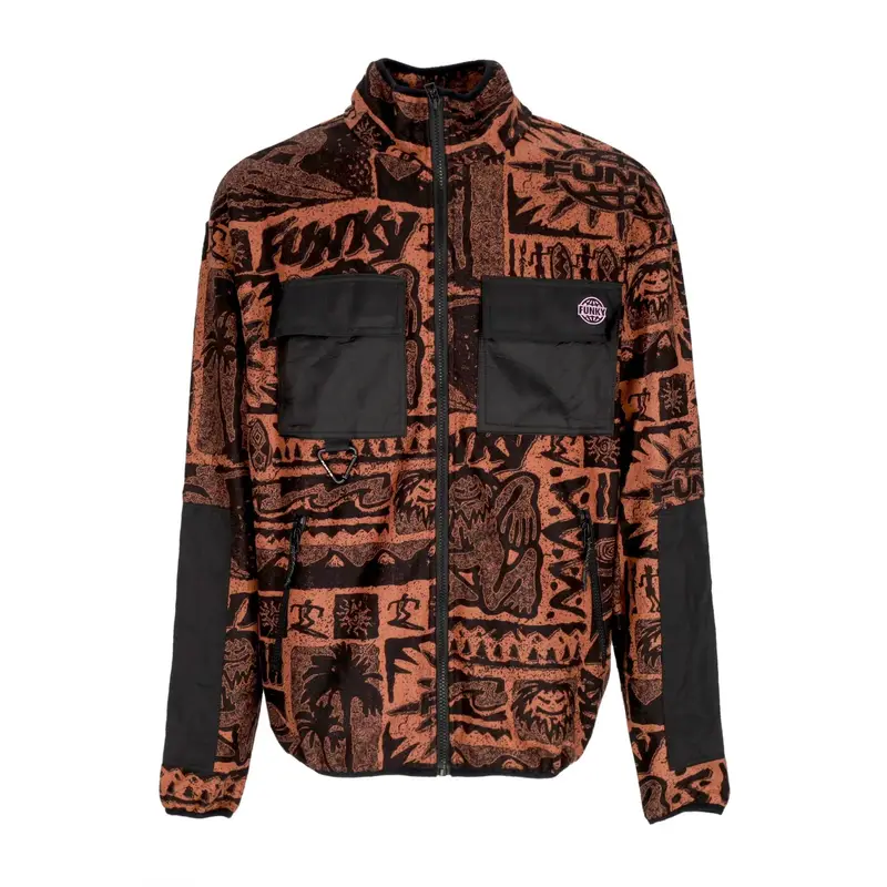 Felpa Collo Alto Uomo Tribe Full Zipper Fleece Rust