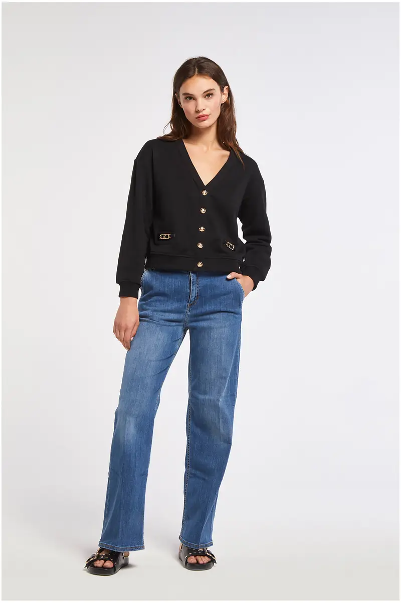 felpa con bottoni logati nero