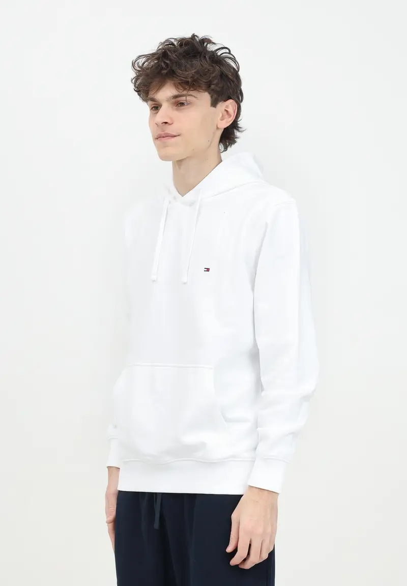 Felpa con cappuccio bianca da uomo rifinita da logo