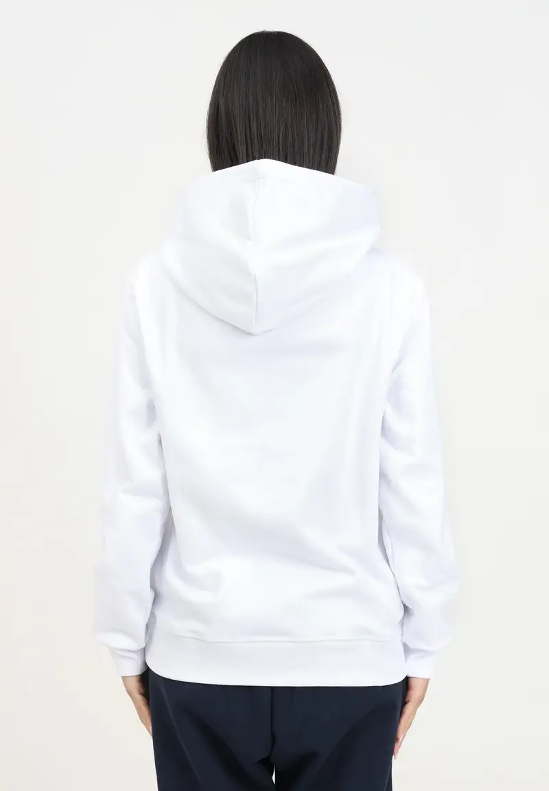 Felpa con cappuccio bianca per donna e bambina rifinita da logo stile college miniatura 2