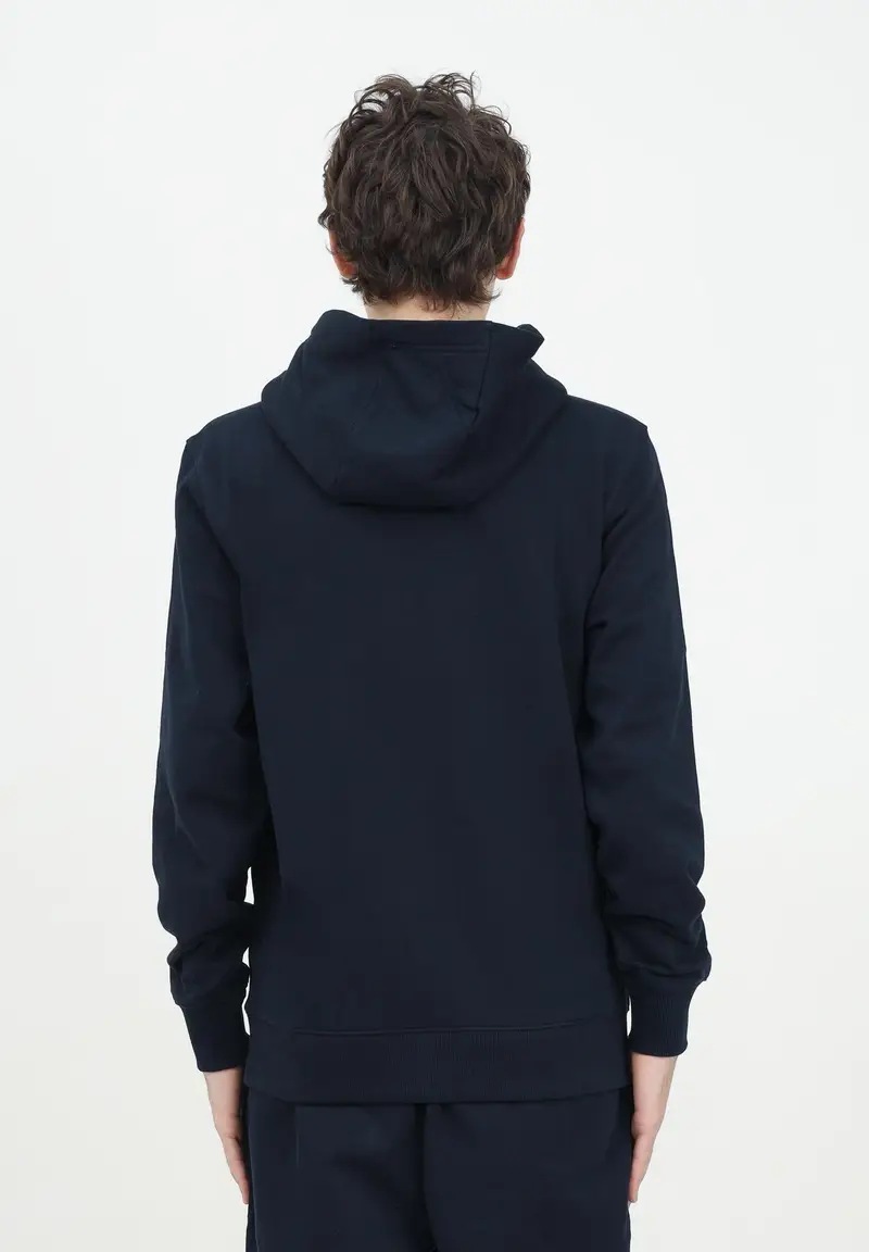 Felpa con cappuccio blu da uomo rifinita da logo miniatura 2