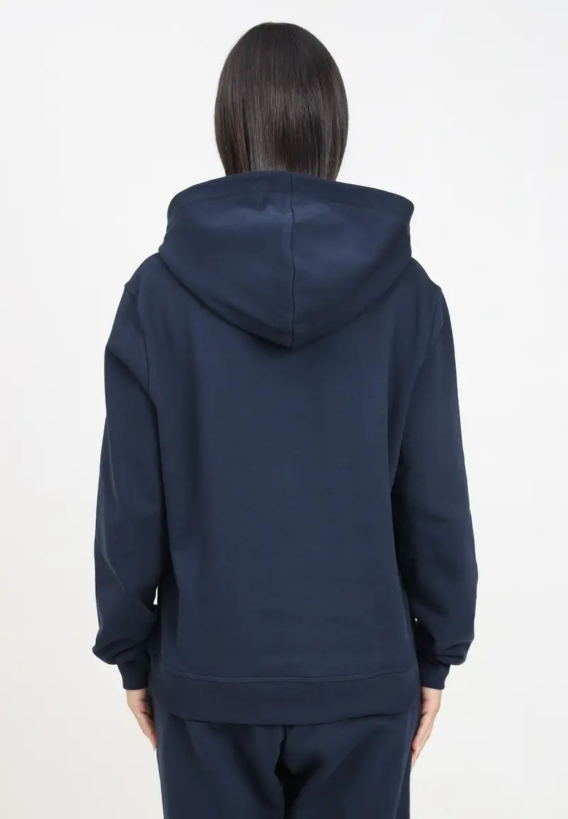 Felpa con cappuccio blu per donna e bambina rifinita da logo stile college miniatura 2