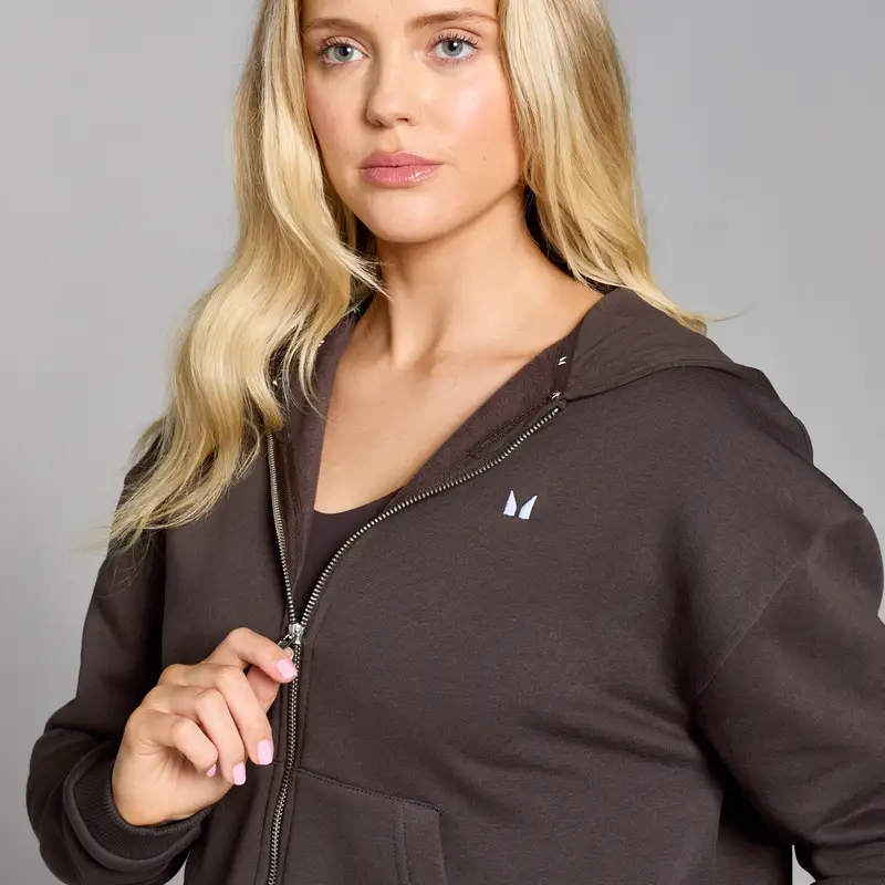 Felpa con cappuccio e cerniera MP Basics da donna - Cioccolato - XS miniatura 3