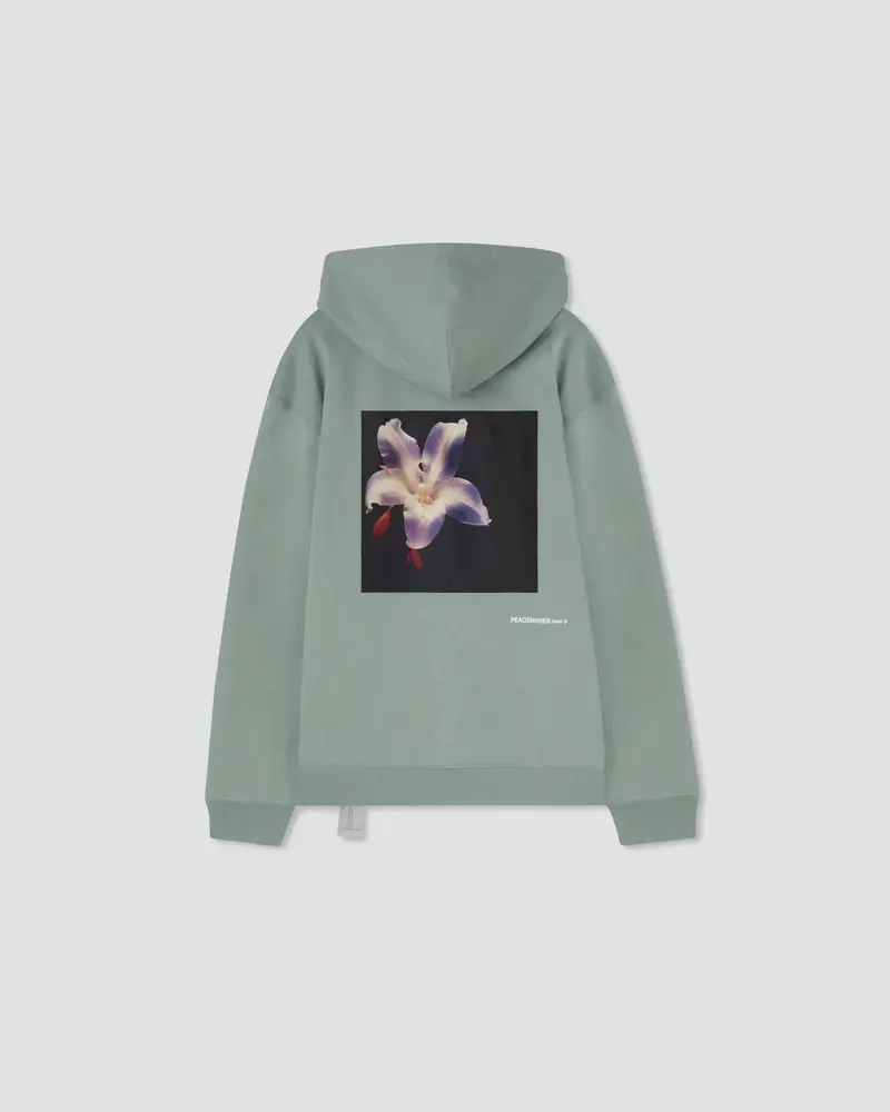 Felpa con cappuccio e logo verde salvia miniatura 2