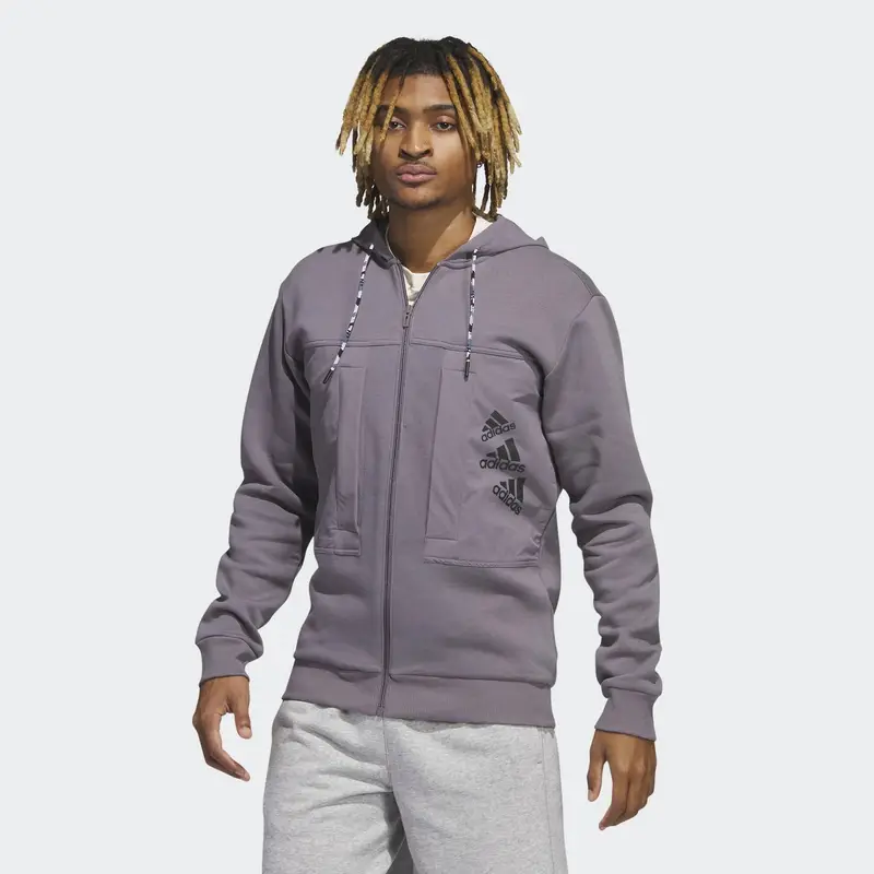 Felpa con cappuccio Essentials BrandLove Fleece Full-Zip |  Adidas